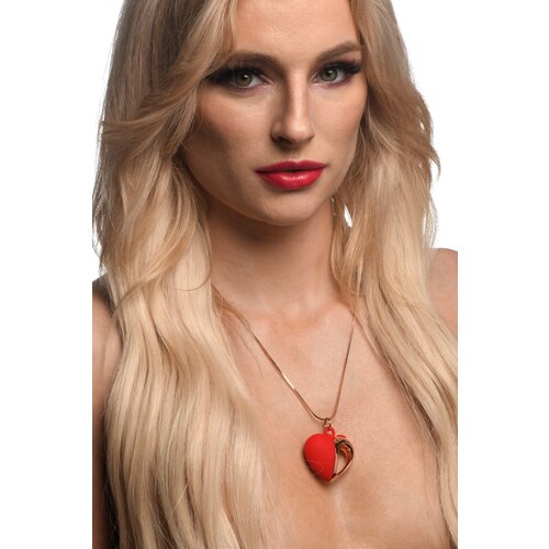 Charmed 10X Vibrating Silicone Heart Necklace Red Slike