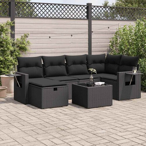 vidaXL 7-dijelni set vrtnih sofa od poliratana s jastucima crni Cijene