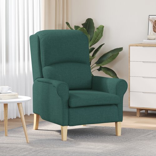 VidaXL Sodobni naslanjač Temno zeleni Tkanina, Les Standard Ergonomski Slike