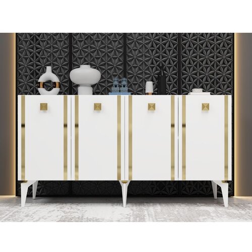 Woody Fashion Doruk - White, Gold WhiteGold Console Cene