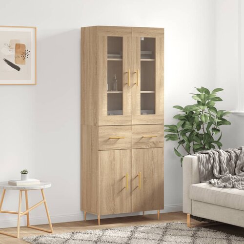 vidaXL Visoka komoda sonoma hrast 69,5x34x180 cm inženirski les Cene
