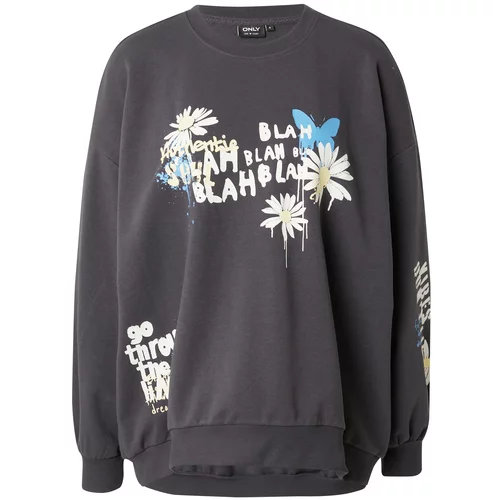 Only Sweater majica 'ONLMELANIE' nebesko plava / svijetložuta / grafit siva / bijela