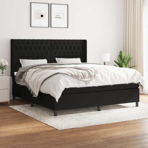 vidaXL Box spring postelja z vzmetnico črna 180x200 cm blago Cene