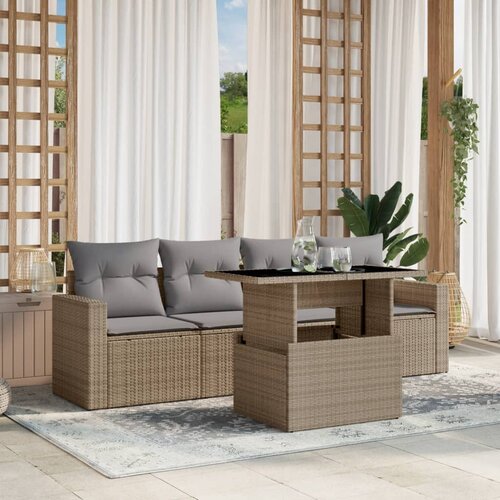  5-dijelni vrtni set sofa s jastucima bež od poliratana Cijene