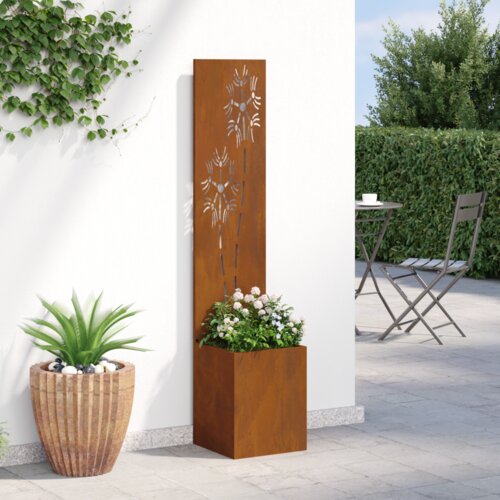 VidaXL Vrtni Sadič s Dekorativnom Pločom Rđa 32 x 140 cm Otporni čelik Slike