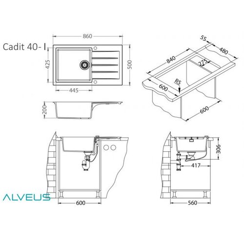 Alveus pomivalno korito cadit 40 carbon G91 (1132031) Slike