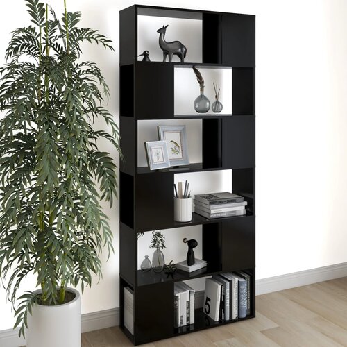 VidaXL Knjižna omara za razdelitev prostora črna 80x24x186 cm Slike