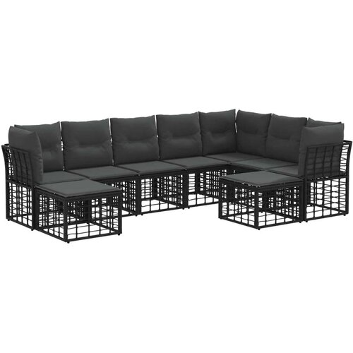  Set vanjskih sofa s jastukom 9 pcs Crna i tamno siva Poliester Cijene