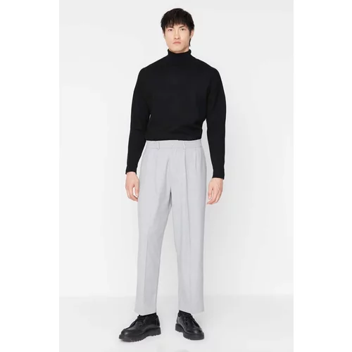 Trendyol Gray Men's Palazzo Elastic Waist Pleated Trousers