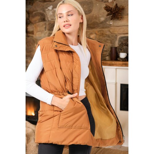Dewberry Z6747 WOMEN&amp;#039;S VEST-PLAIN TAN Slike