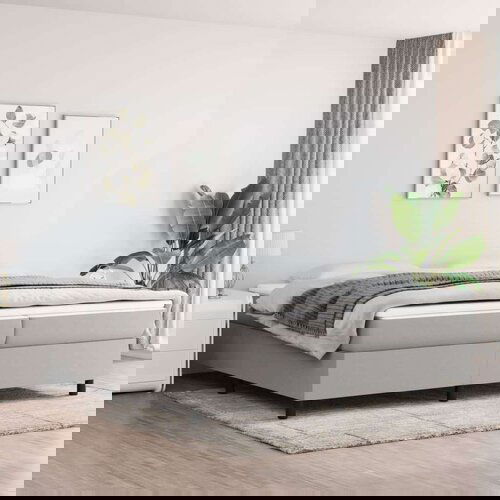 Za krevet s oprugama svjetlosivi 200x200 cm od tkanine Slike