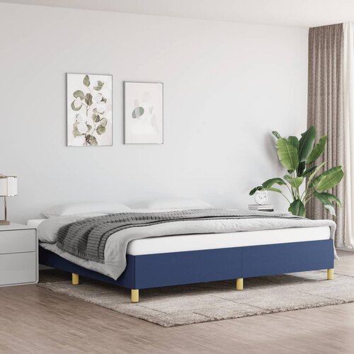 The Living Store Posteljni okvir brez vzmetnice moder 200x200 cm blago - Posteljni Okvir, (21525085) Slike