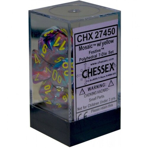 Chessex kockice - festive - mosaic & yellow (7) Slike