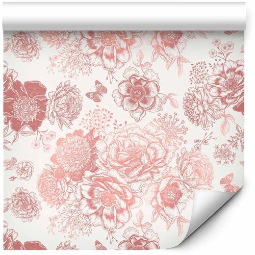  Tapeta - Pink flowers on white background 49x1000 Cene