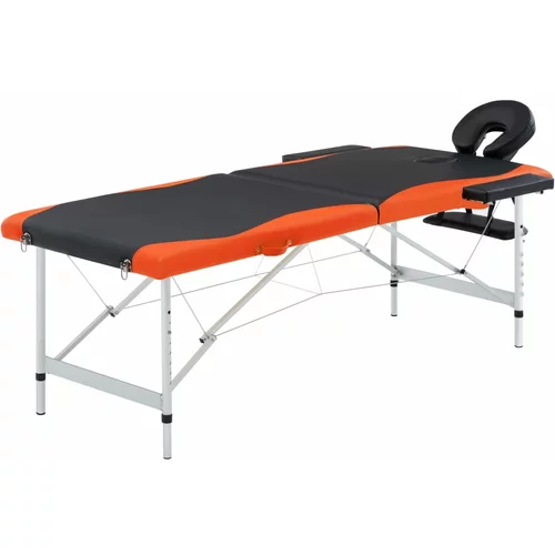 vidaXL Sklopivi masažni stol s 2 zone aluminijski crno-narančasti