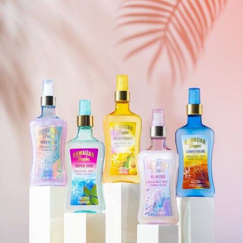 Hawaiian Tropic Perfumes Beach Dreams Shimmer pr&amp;scaron;ilo za telo z ble&amp;scaron;čicami za ženske 250 ml Slike