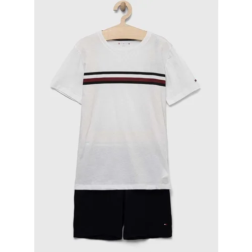 Tommy Hilfiger Otroška bombažna pižama bela barva