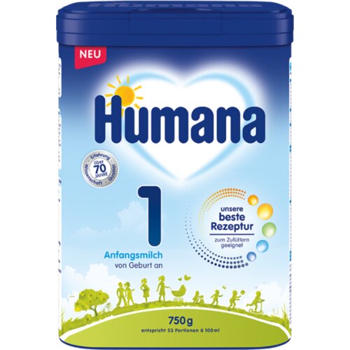 Humana Začetna formula za dojenčke na osnovi kravjega mleka 1 - 750 g Cene