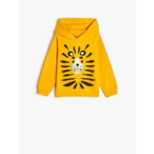 Koton Hooded Sweatshirt Long Sleeve Lion Printed Cotton