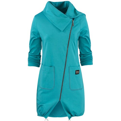 Pri Thin long sweatshirt with a diagonal zipper and a BEATA neck warmer Cene
