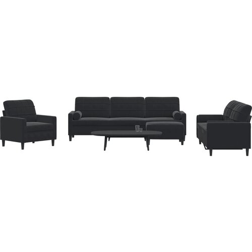 vidaXL 4-dijelni set sofa s jastucima crni baršunasti Cijene