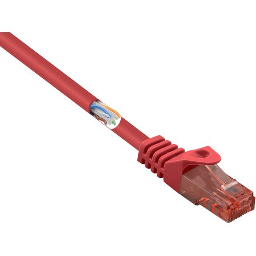 Renkforce RF-5047416 RJ45 omrežni kabel\, Patch kabel CAT 6 U/UTP 0.50 m rdeča z za&scaron;čitnim zapornim zatičem\, ognjevaren 1 kos, (20418146) Cene
