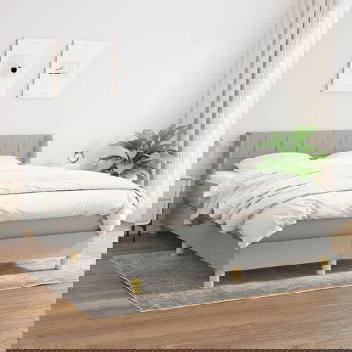 VidaXL Krevet s oprugama i madracem svjetlosivi 140x190 cm od tkanine Slike