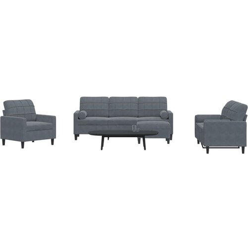  4-dijelni set sofa s jastucima tamnosivi bar&scaron;unasti Cijene