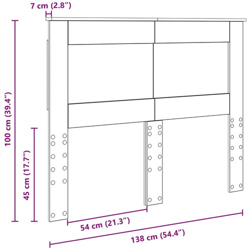  Uzglavlje s uzglavljem Siva Sonoma 135 cm Konstruirano drvo Slike