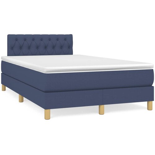 VidaXL Box spring postelja z vzmetnico moder 120x200 cm blago, (20725656) Slike