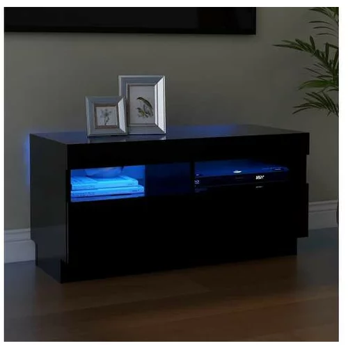  TV omarica z LED lučkami črna 80x35x40 cm
