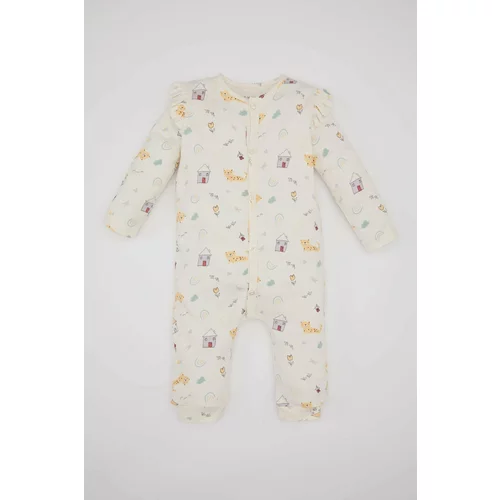 Defacto Baby Girl Newborn Animal Patterned Heavy Fabric Jumpsuit