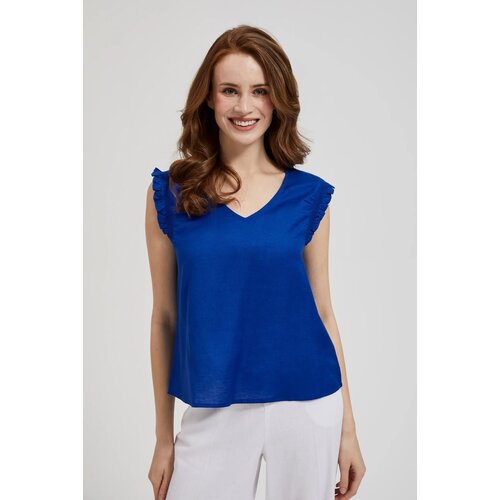 Moodo Women's tank top with frills - navy blue Cene