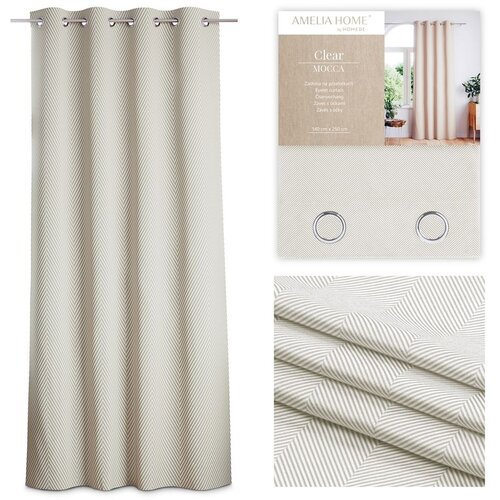  Curtain CLEAR color cappuccino printed theme boho style classic silver silver metal eyelets velvet 140x250 AmeliaHome Slike