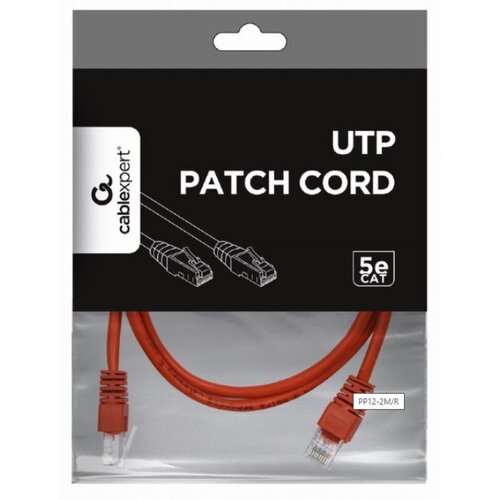 Gembird PP12-2M/R crveni UTP Cat 5e mrežni kabl, 2 m Cene