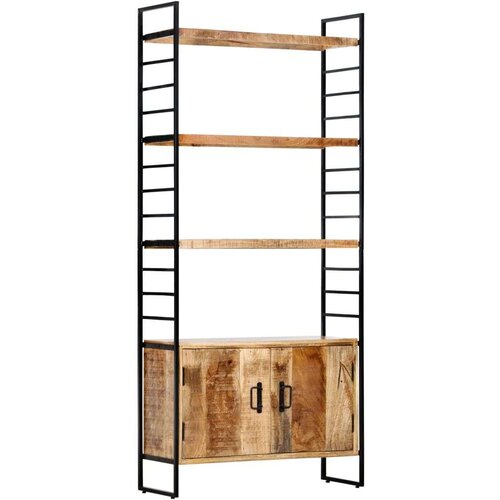 Police za knjige s 4 razine 80 x 30 x 180 cm grubo drvo manga Cijene