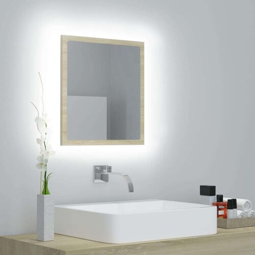 vidaXL LED opalniško ogledalo sonoma hrast 40x8,5x37 cm iverna pl. Cene