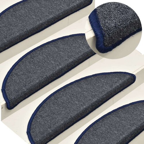 VidaXL tepisi za stepenice 15 kom tamnosivi i plavi 56 x 17 x 3 cm Slike