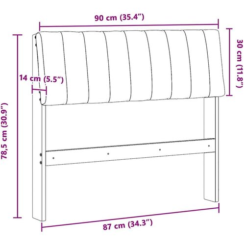 VidaXL tapecirani uzglavlje tamno siva 90 cm čvrsto borovo drvo Slike
