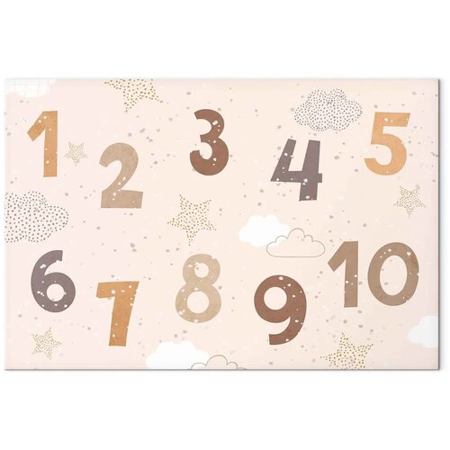  Slika - Jumping Numbers - Numbers in a Subdued Beige-Brown Hue Among Snowflakes Stars and Clouds 90x60 Akustična Slike