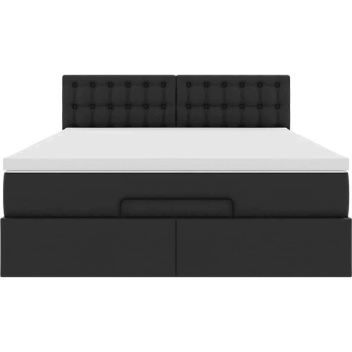VidaXL Otomanski krevet s madracima i LED crni 140x190cm umjetna koža Slike