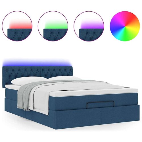  Otomanski krevet s madracem i LED plavi 140x190 cm tkanine Slike