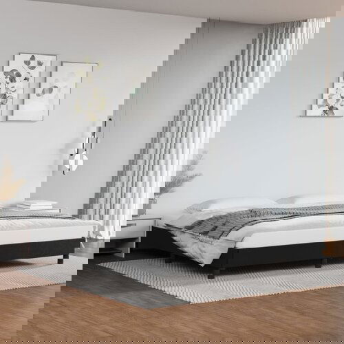 The Living Store Posteljni okvir črn 200x200 cm umetno usnje - Posteljni Okvir, (21524452) Slike