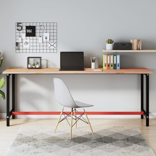 VidaXL Radni stol 220x55x81 5 cm od masivne bukovine i metala Slike