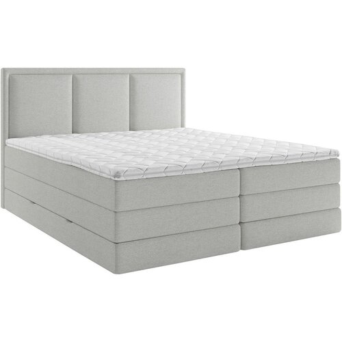 MID.YOU POSTELJA BOXSPRING 180 cm x 220 cm , les, tekstil, leseni material svetlo siva Cene