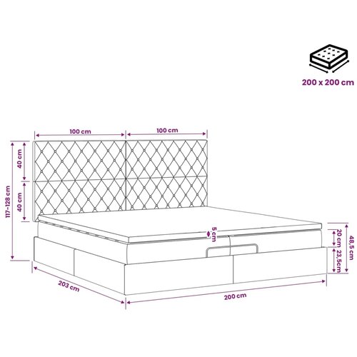  Podesivi krevet s madracem Crna 200 x 200 cm Bar&amp;scaron;un - Crna 200 x 200 cm Kristal s dugmadima Slike