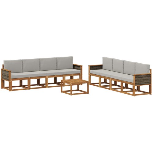 vidaXL Zunanja garnitura za sedenje 7 pcs Naravna in svetlo siva, (5000281229) Cene