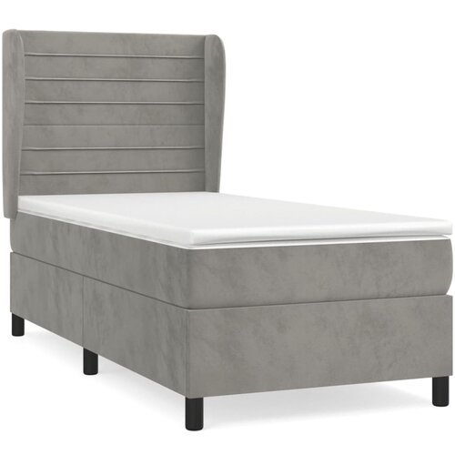 Maison Chic Box spring postelja - Vzmetna postelja z vzmetnico svetlo siva 90x200 cm žamet SL7827, (21901939) Slike