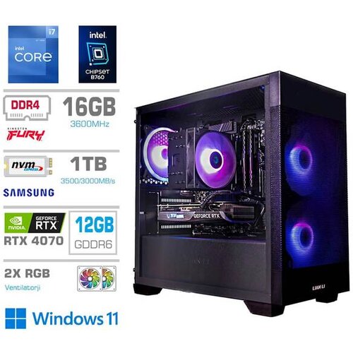PCX računalnik exton i7 12700F/16GB/1TB/RTX4070/RGB/W11H -GS7X-616177 Slike