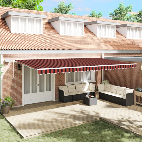 VidaXL Ročna retraktibilna tenda z LED oranžna in rjava 600x350 cm Slike